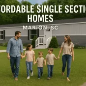 Exterior of affordable single section manufactured home in Marion SC