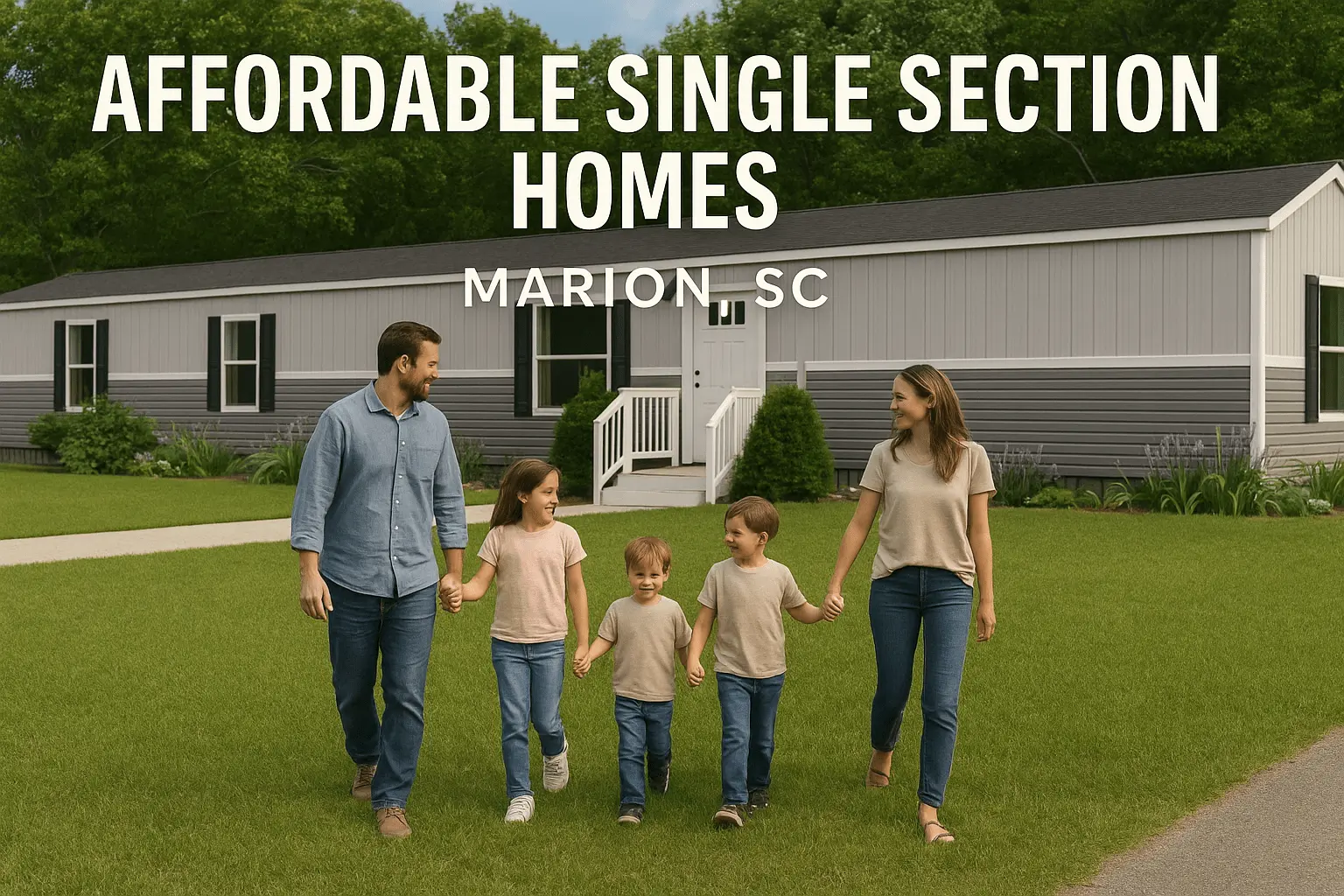 Exterior of affordable single section manufactured home in Marion SC