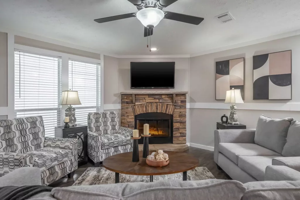 Living room fireplace