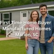Happy-first-time-home-buyers-standing-in-front-of-new-manufactured-home-Marion-SC