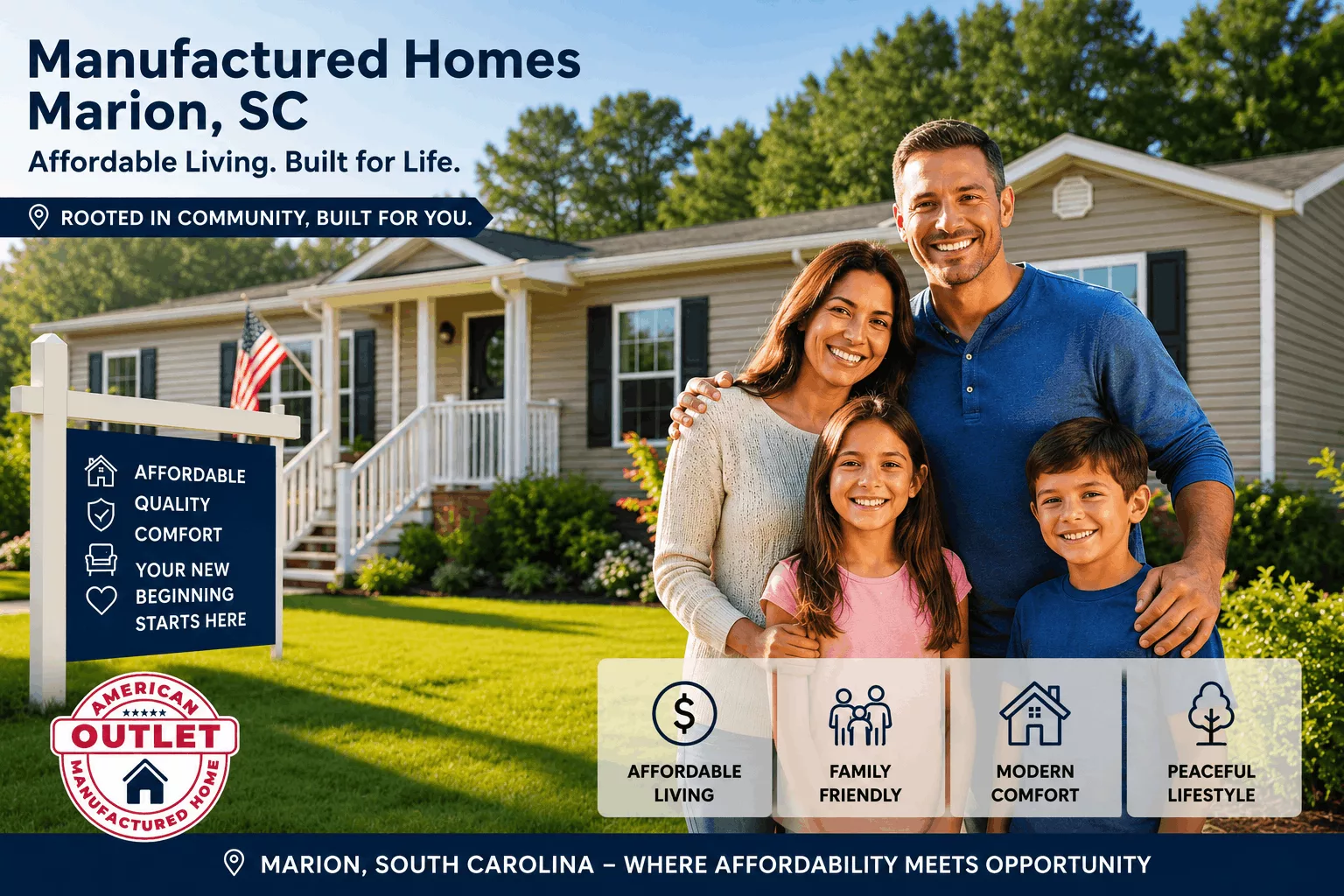 Family enjoying manufactured home lifestyle in Marion SC