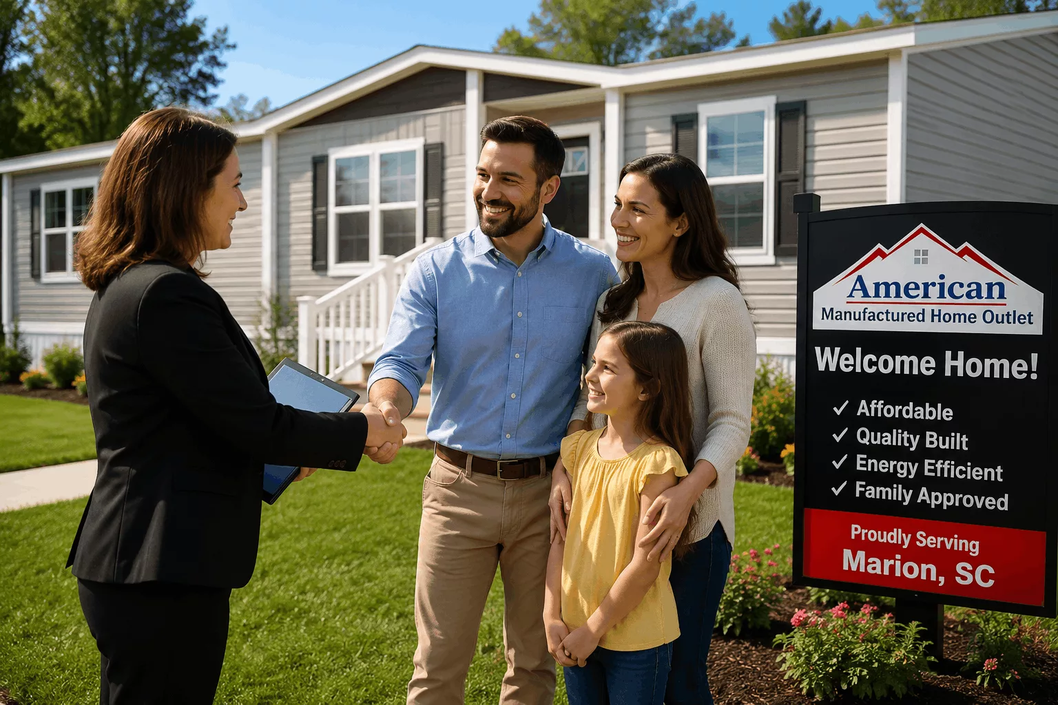Young family purchasing a manufactured home in Marion SC